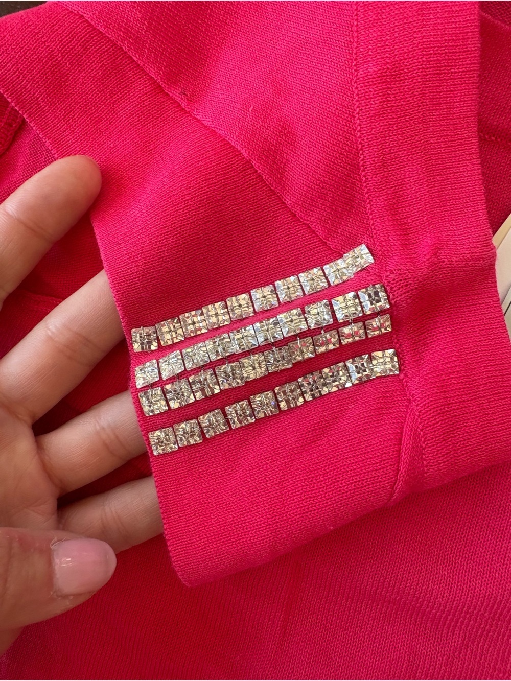 Fuchsia Knit Top with Crew Neck - Picture 3 of 4